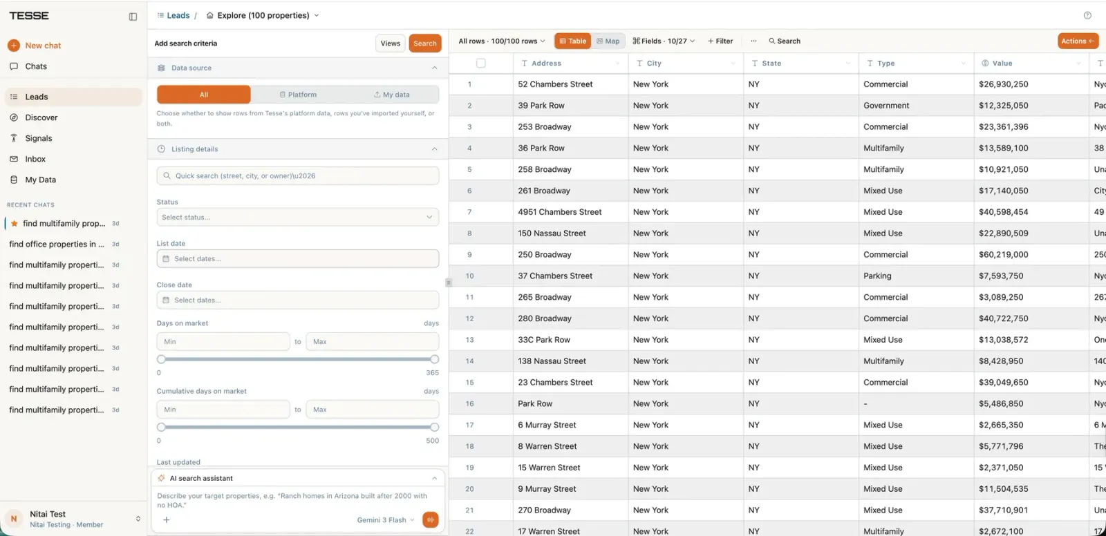 Leads: enriching a property list with columns resolved in parallel across sources